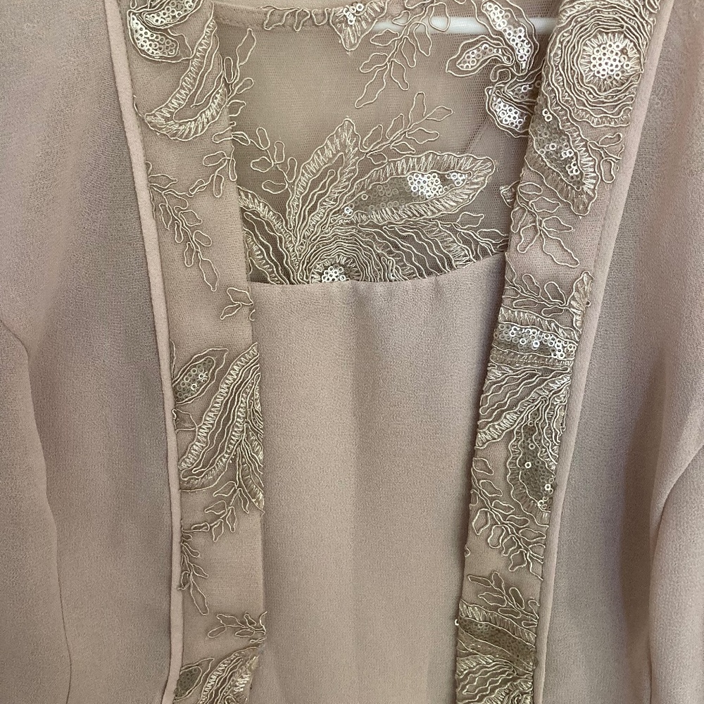 Tiered beige/tan georgette midi dress Size 8